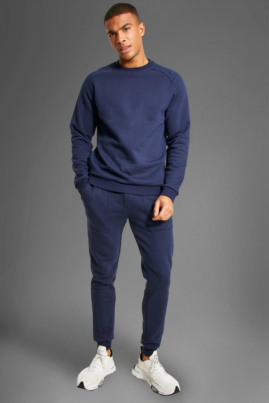 Navy Man Active Gym Sweater Tracksuit image number 1