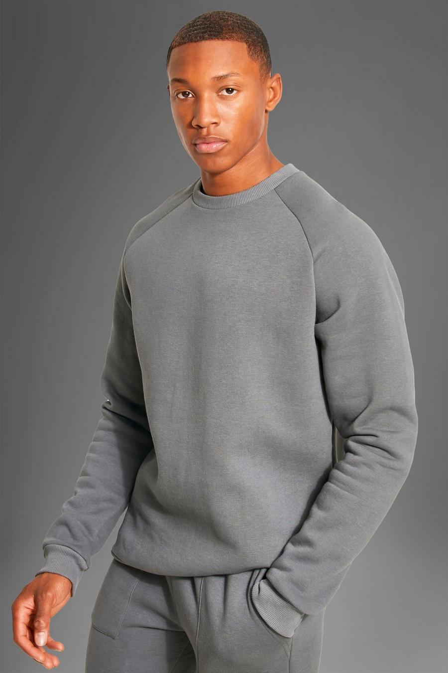 Charcoal MAN Active Sweatshirt med raglanärm image number 1