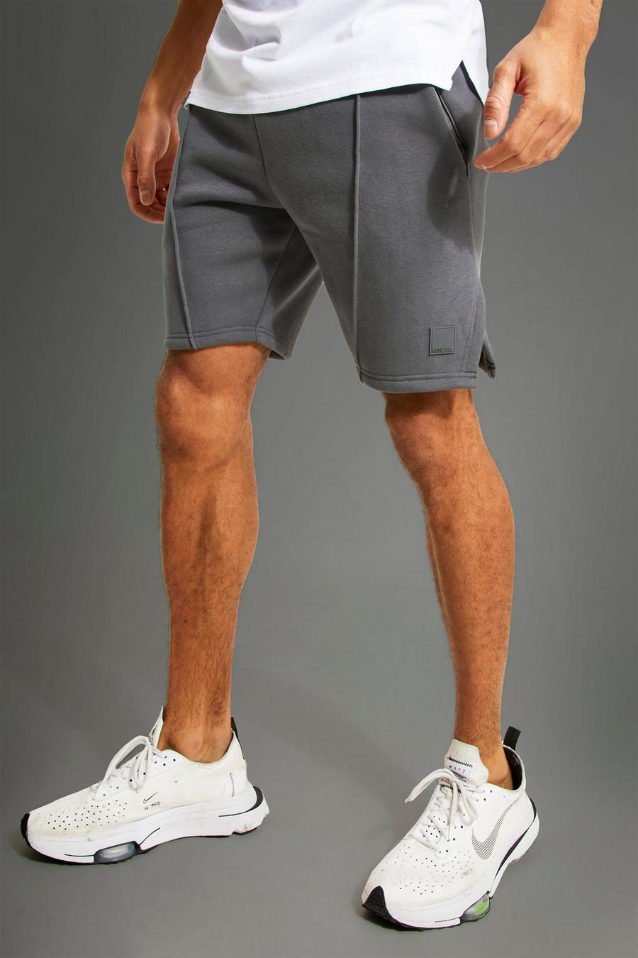 Man Active Shorts mit Naht-Detail, Charcoal gris