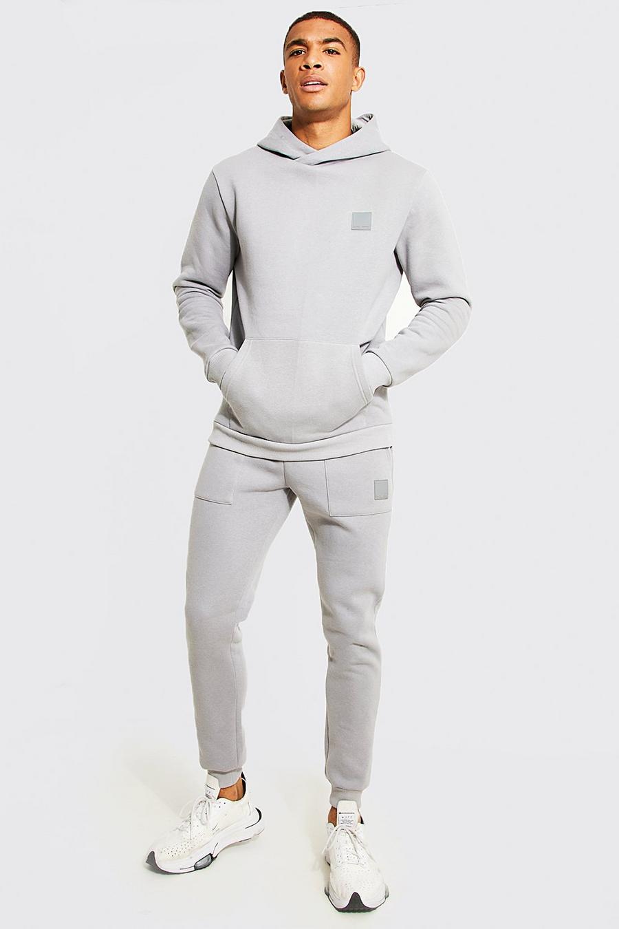 Man Active Sport-Trainingsanzug mit Kapuze, Grey gris image number 1
