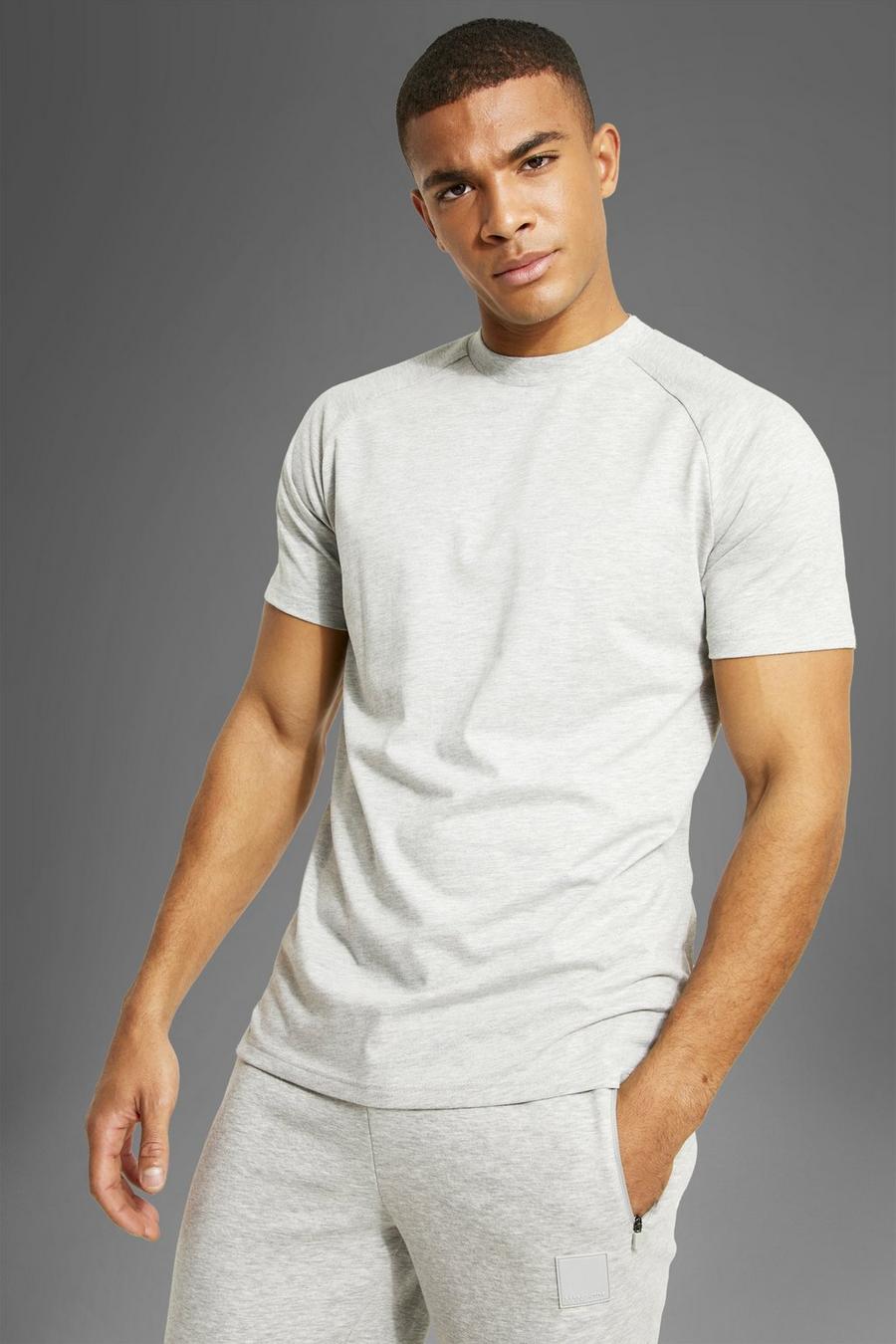 Grey marl Man Active Fitness Raglan T-Shirt Met Zijsplit image number 1