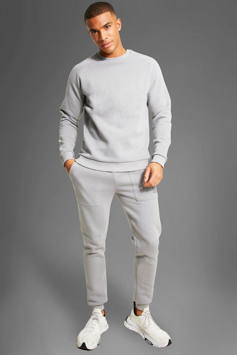 אפור grigio חליפת טרנינג של סווטשירט ספורטיבי לחדר הכושר עם כיתוב Man image number 1
