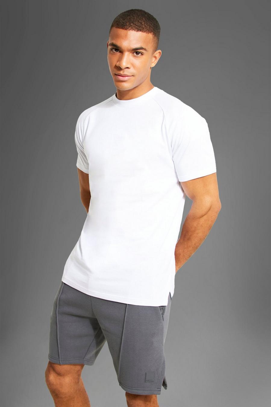 T-shirt Man Active Gym con maniche raglan e spacco laterale, White blanco image number 1