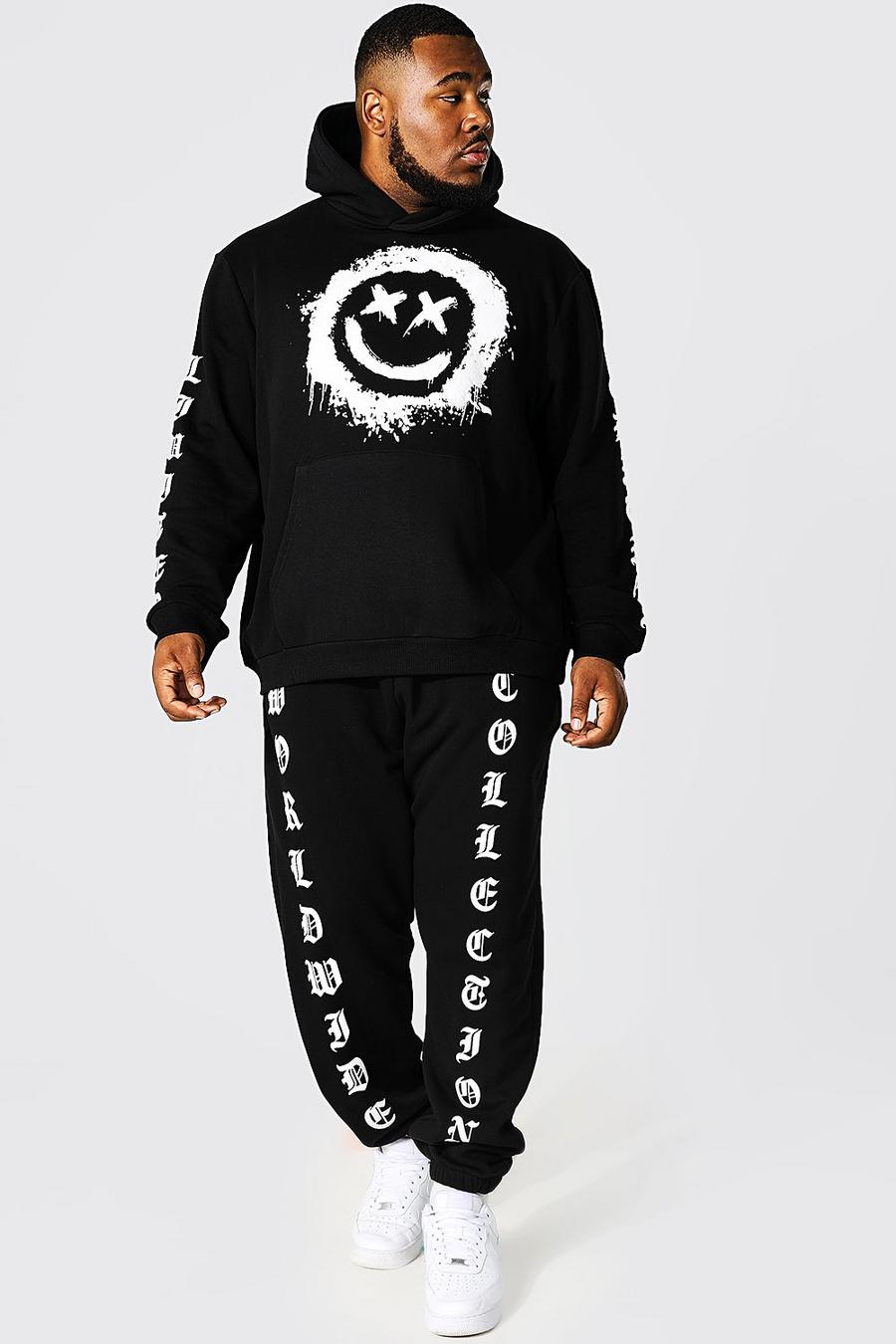 Black Plus Gothic Spray Face Graphic Tracksuit image number 1