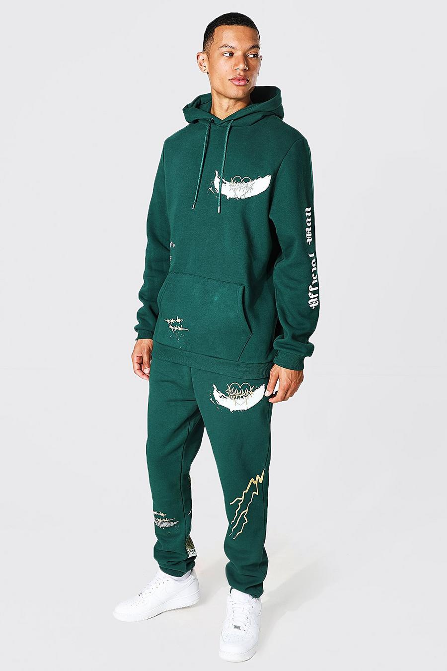 Green Tall Limited Graffiti Hooded Tracksuit image number 1