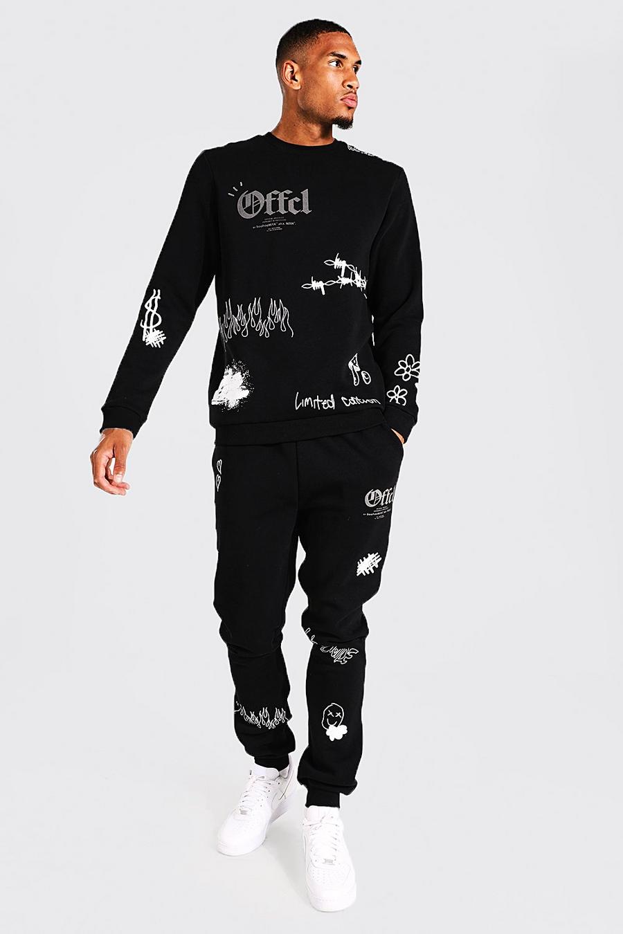 Black Tall - Offcl Träningsoverall med sweatshirt och reflexdetaljer image number 1