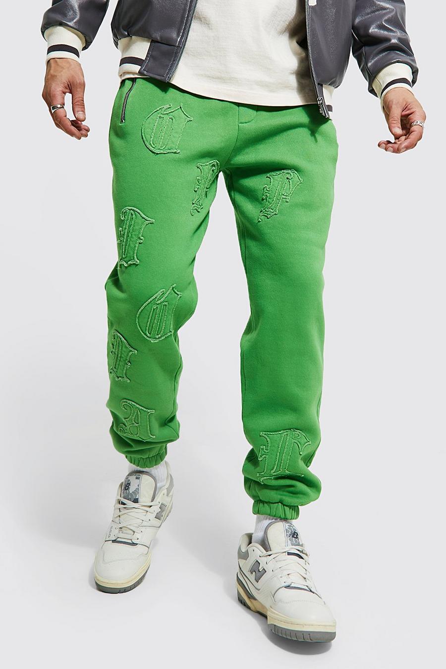 Pantaloni tuta Official con applique in tessuto, Green verde image number 1