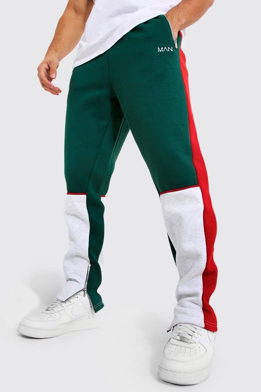 Pantaloni tuta Skinny Fit Original Man a blocchi di colore, Forest verde image number 1