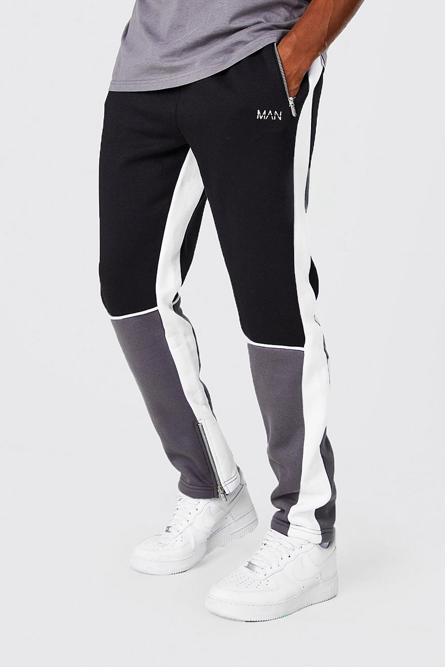 Skinny-Fit Original Man Colorblock Jogginghose, Black noir image number 1