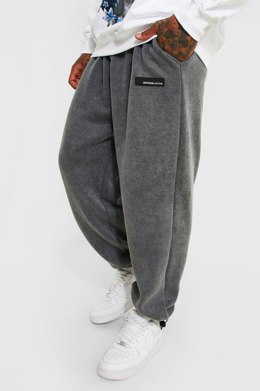 Pantaloni tuta pesanti super oversize in lavaggio acido, Charcoal gris image number 1
