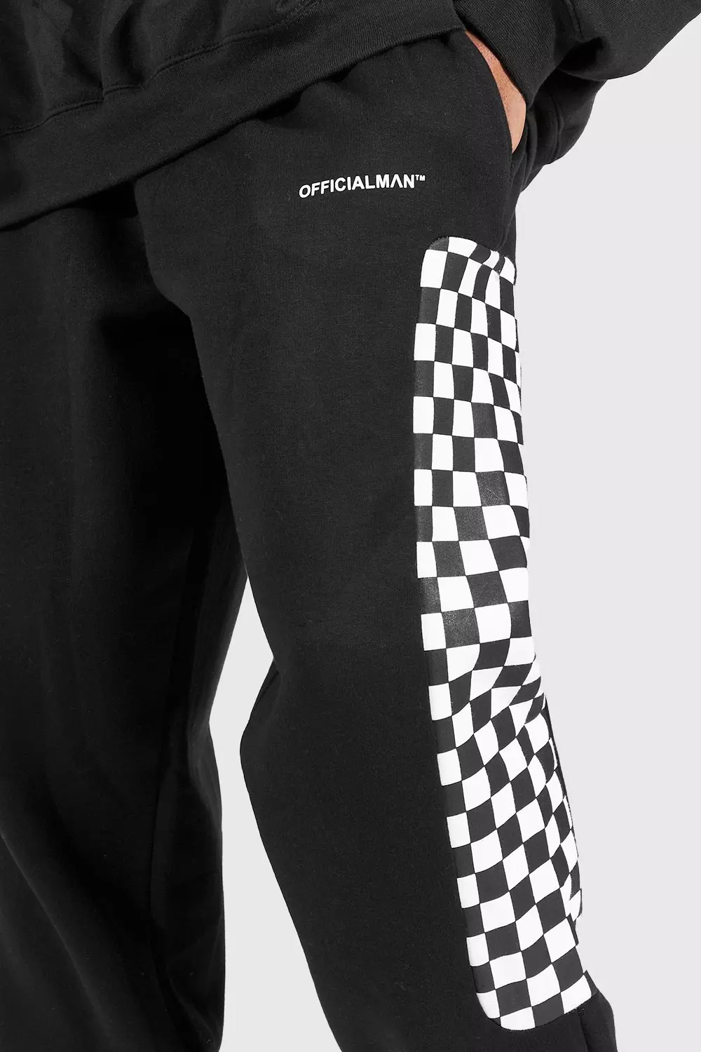 Black and store white checkered sweatpants