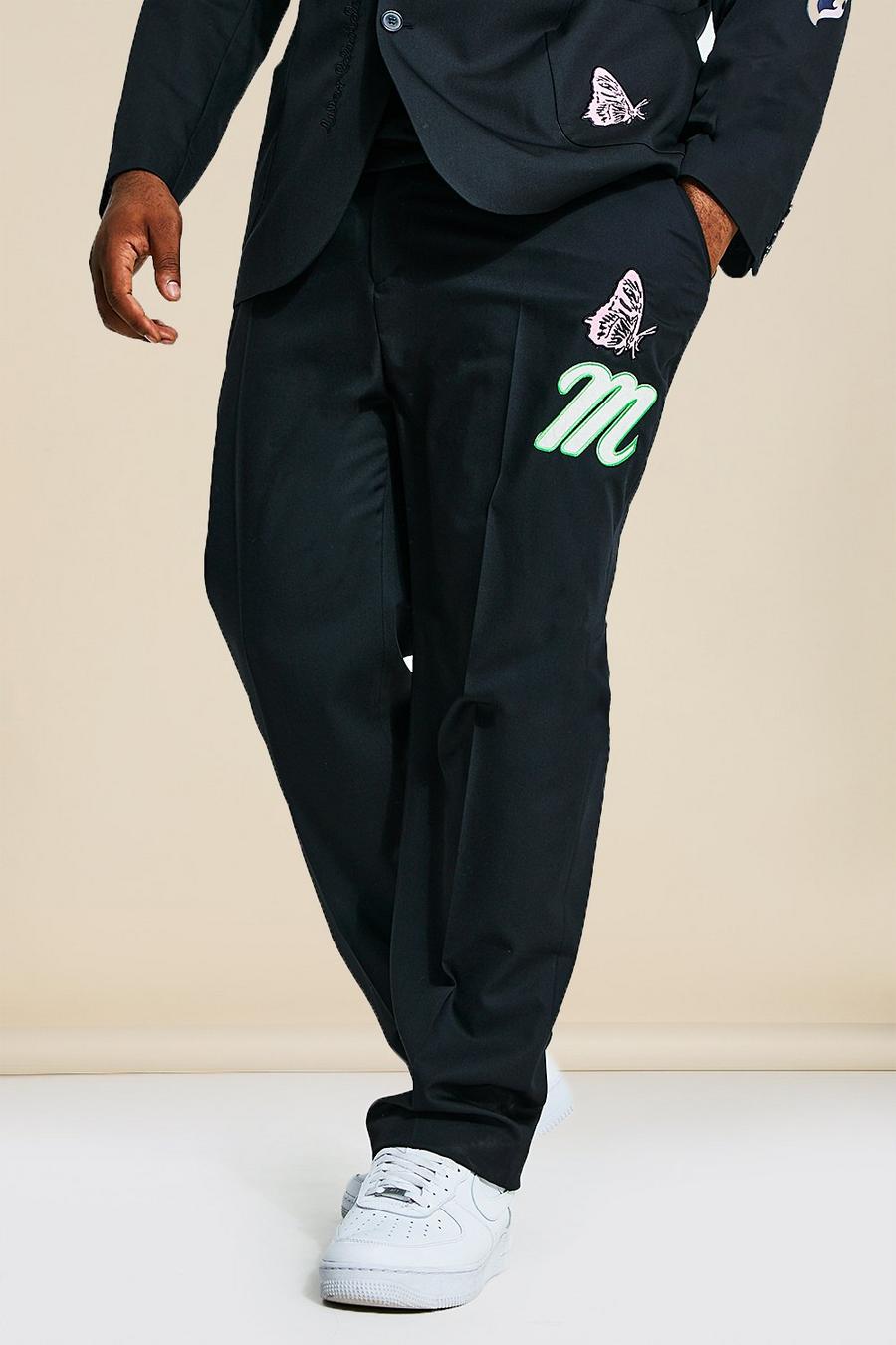 שחור negro מכנסי חליפה בגזרת סקיני בסגנון נבחרת ספורט מידות גדולות 