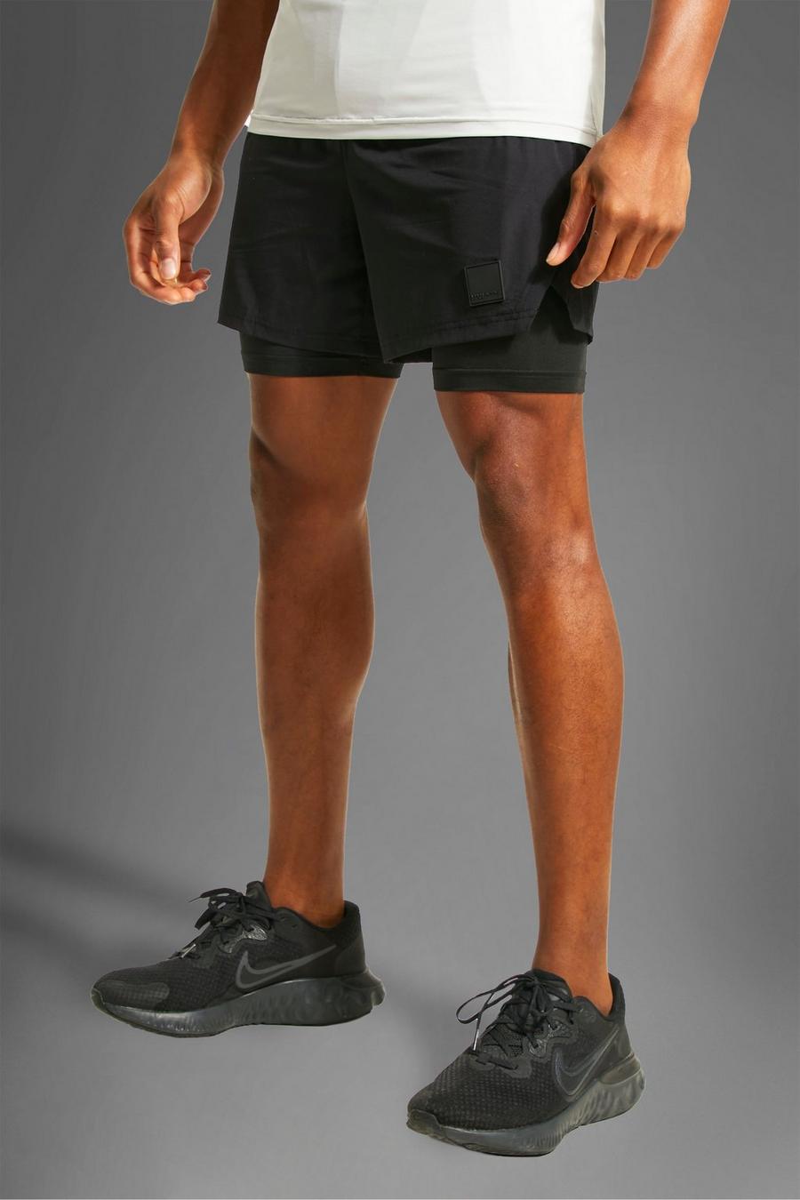 Man Active Performance 2-in-1 Shorts, Schwarz noir image number 1