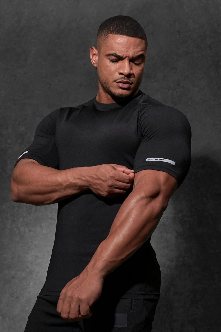 Black Man Active Muscle Fit Raglan Performance T-Shirt image number 1
