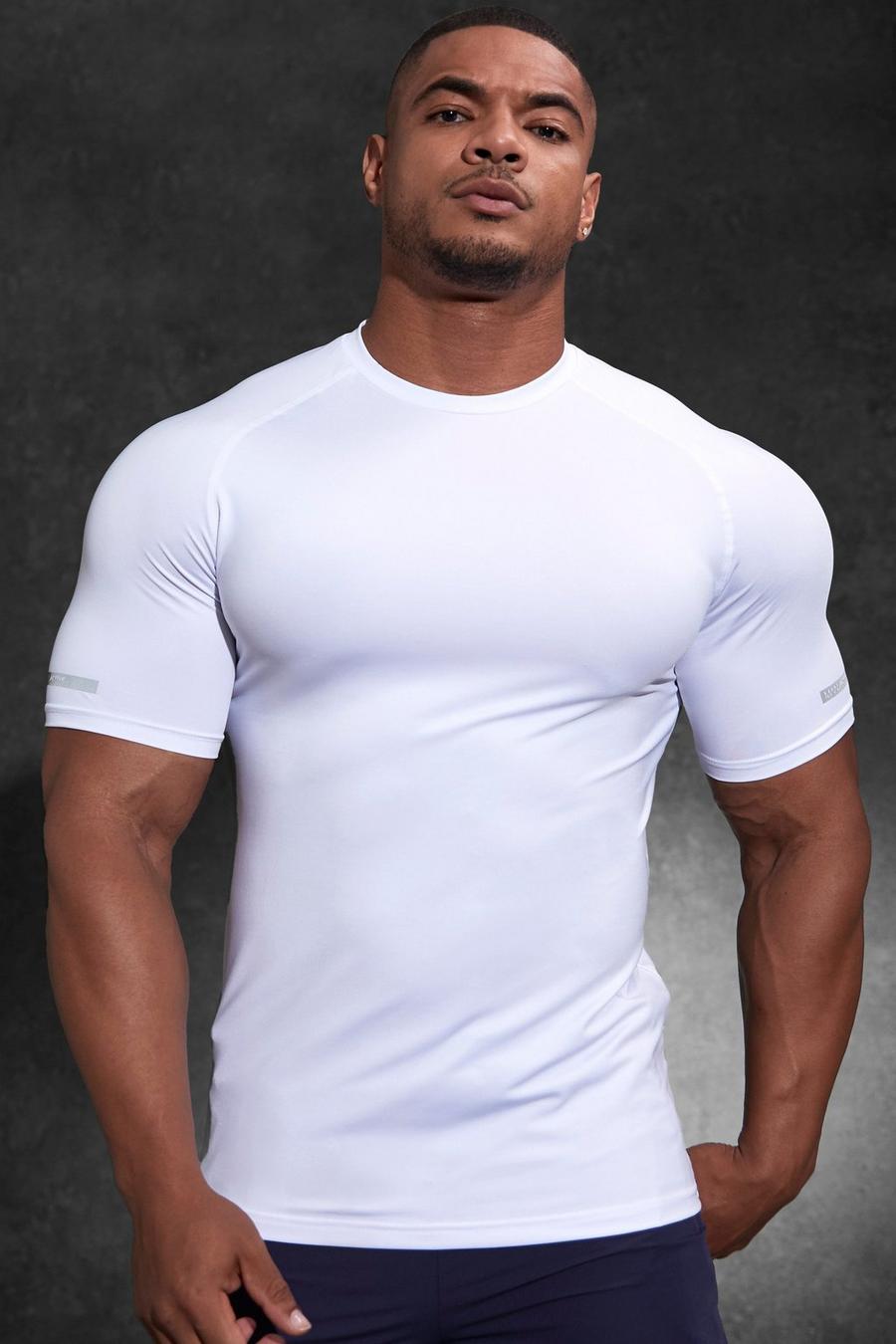 White blanc Man Active Performance Muscle Fit Raglan Tee