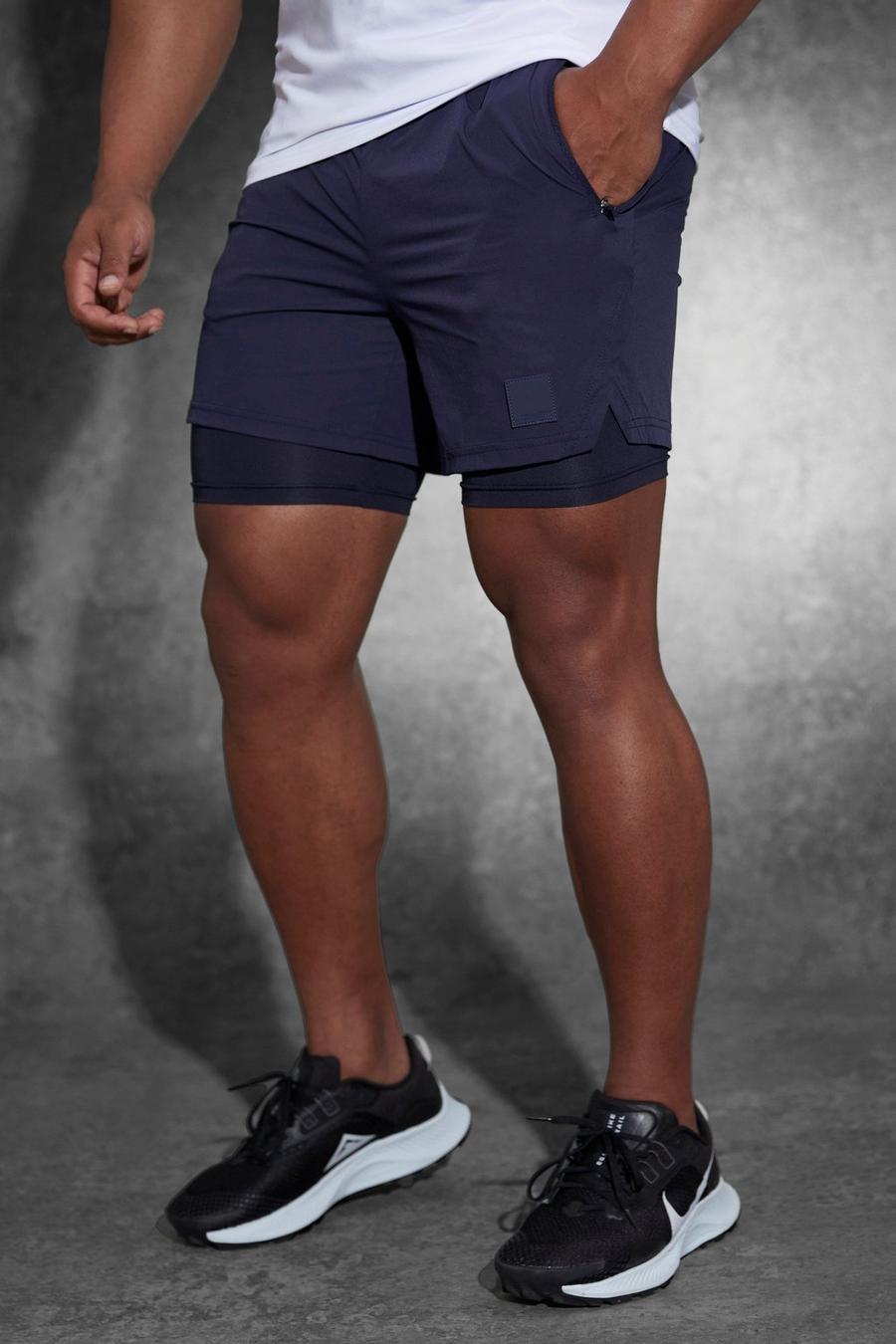 Man Active Performance 2-in-1 Shorts, Navy image number 1