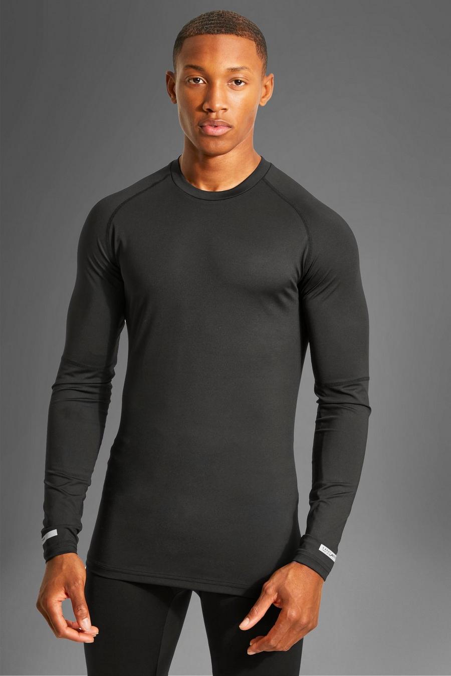 Black noir Active Gym Performance Ls Compression T-Shirt image number 1