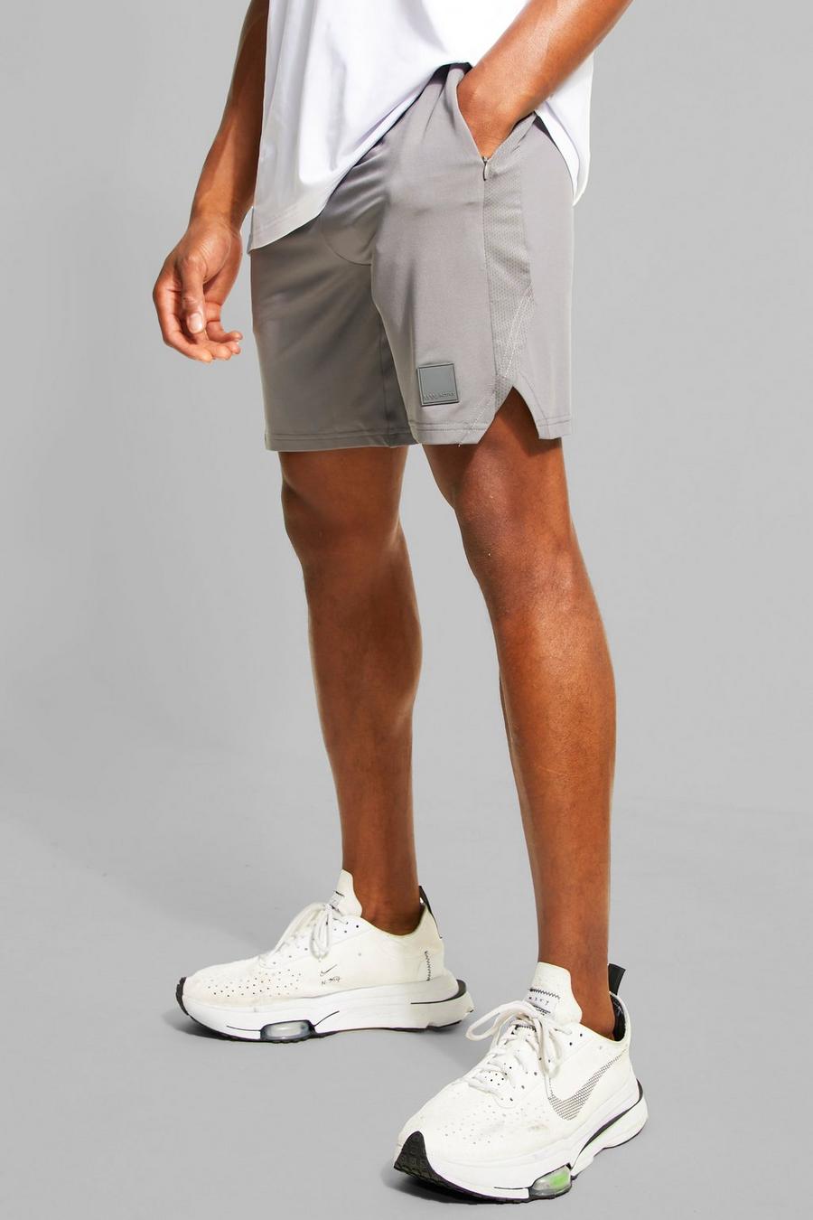 Pantaloncini Man Active per alta performance con spacco sul fondo, Charcoal grigio