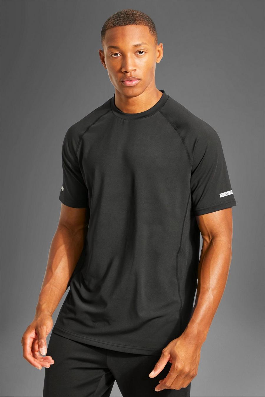 T-shirt Man Active per alta performance con maniche raglan, Black negro