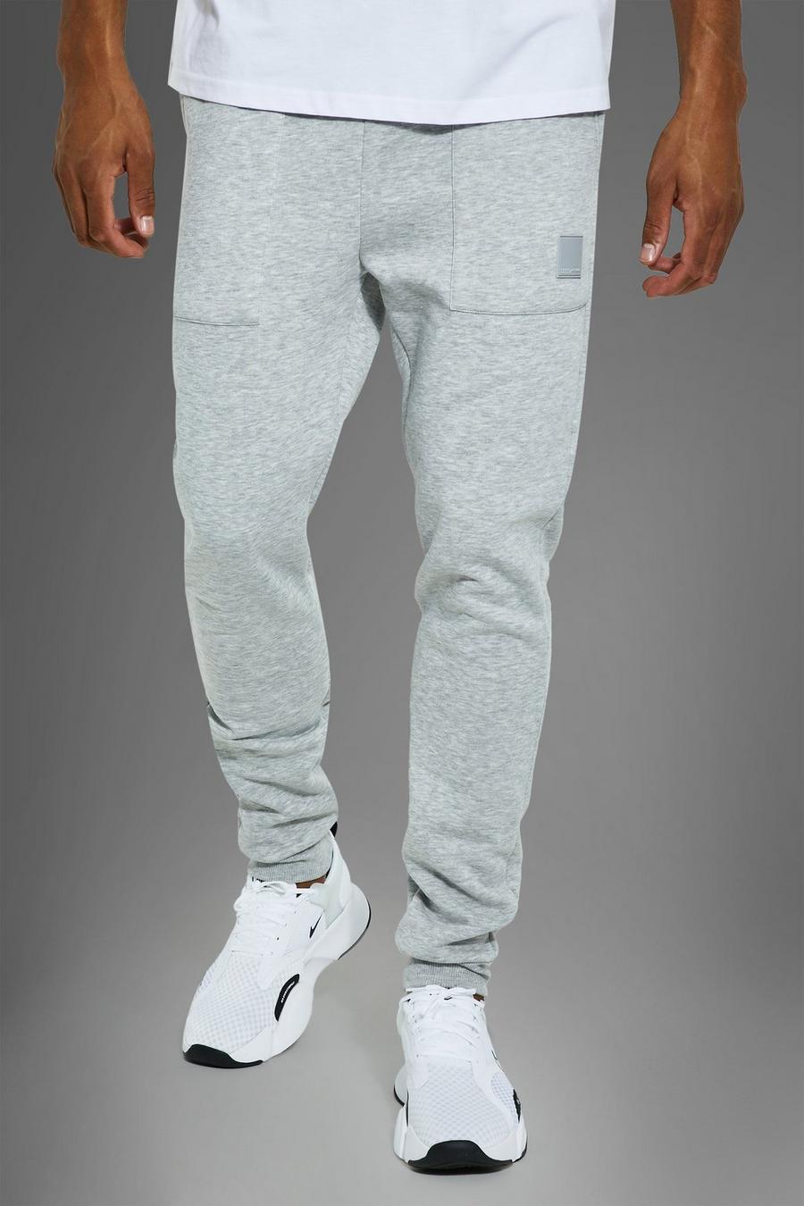 Grey marl grå Tall - MAN Active Joggers med fickor image number 1