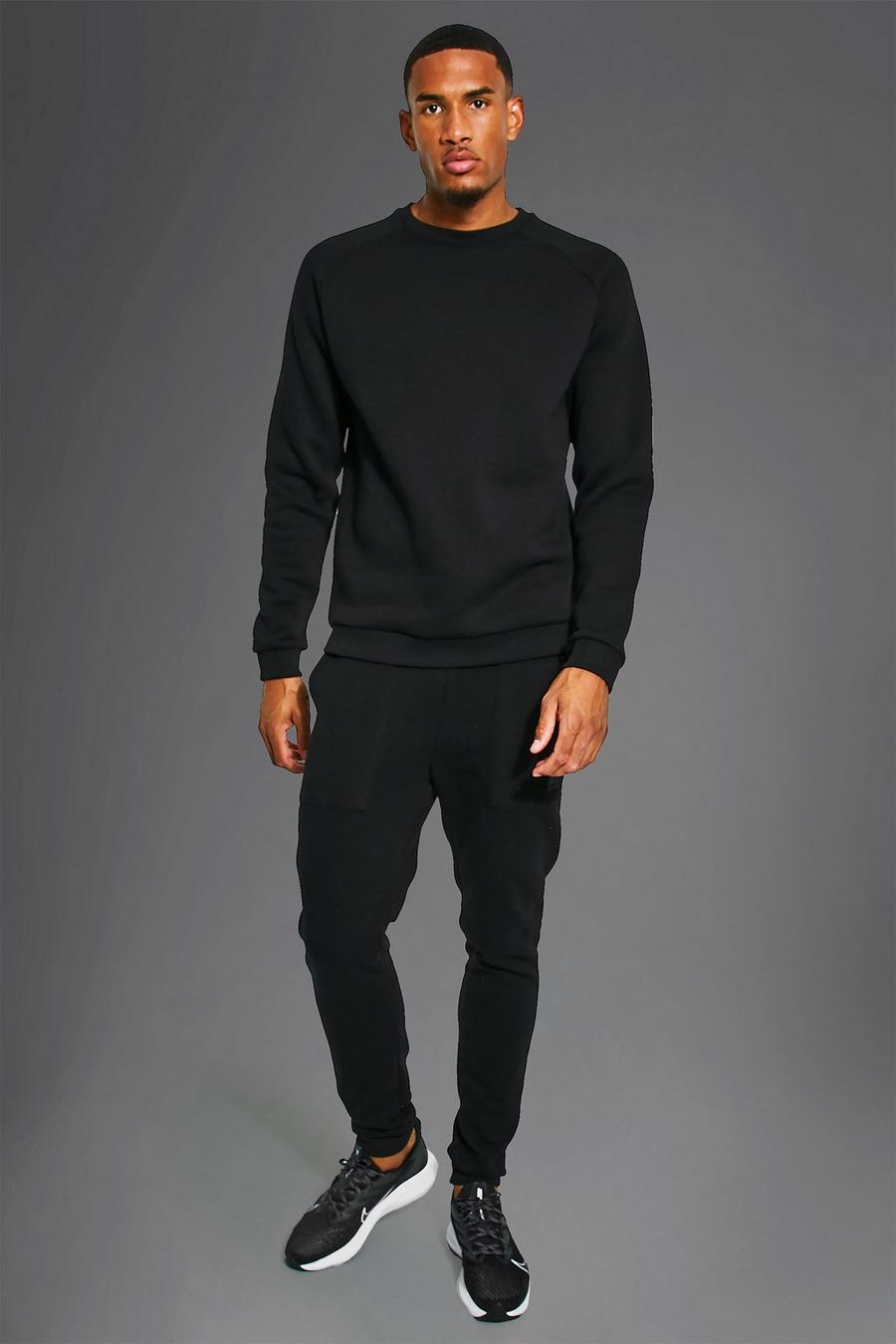 Black Tall Man Active Gym Sweater Tracksuit image number 1