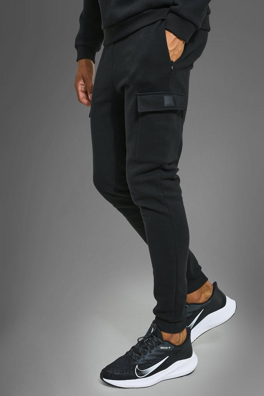 Pantaloni tuta Tall Man Active Gym stile Cargo, Black nero image number 1