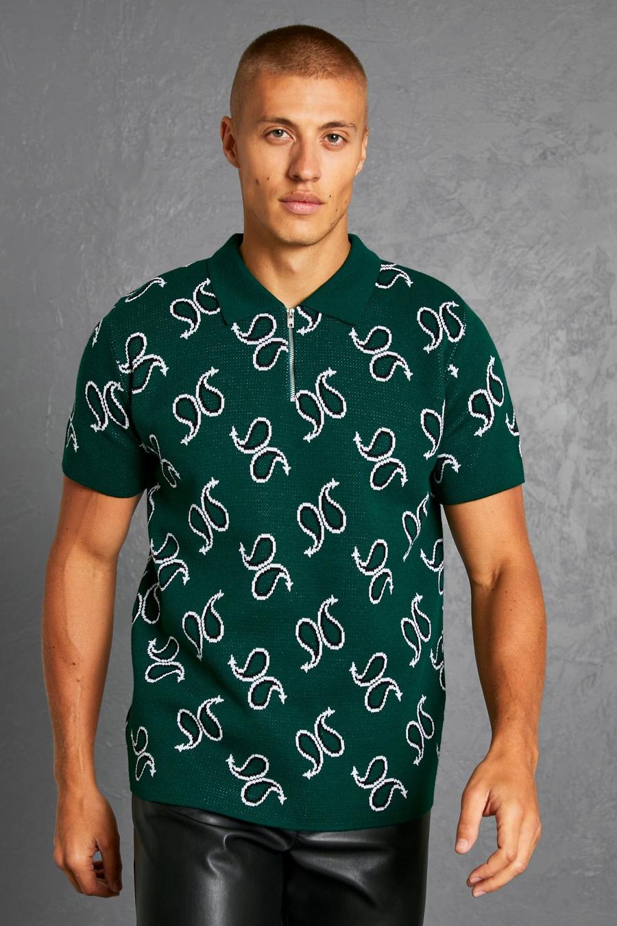 Short Sleeve Paisley Knitted Polo image number 1
