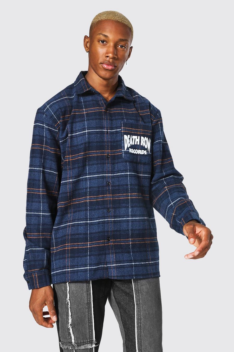 Navy Oversized Deathrow Check Shirt image number 1
