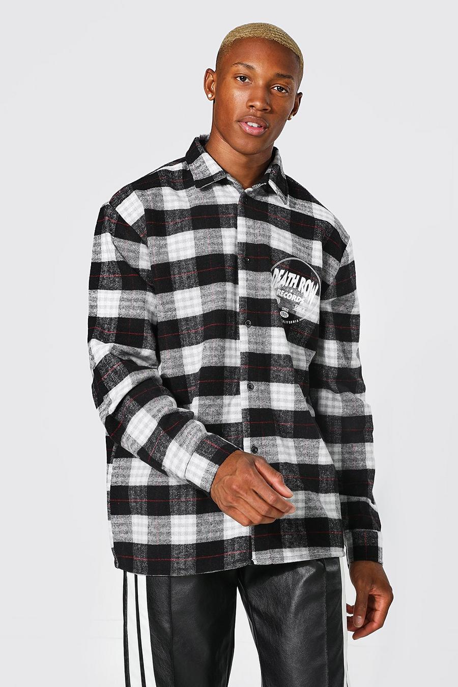 Black Oversized Deathrow Check Shirt image number 1