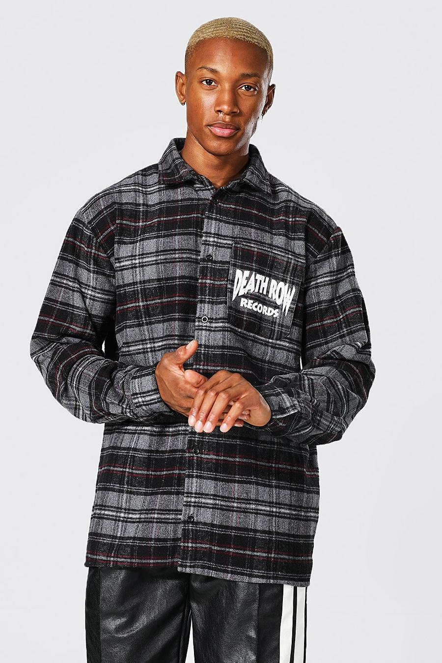 Charcoal grey Oversized Deathrow Check Shirt image number 1