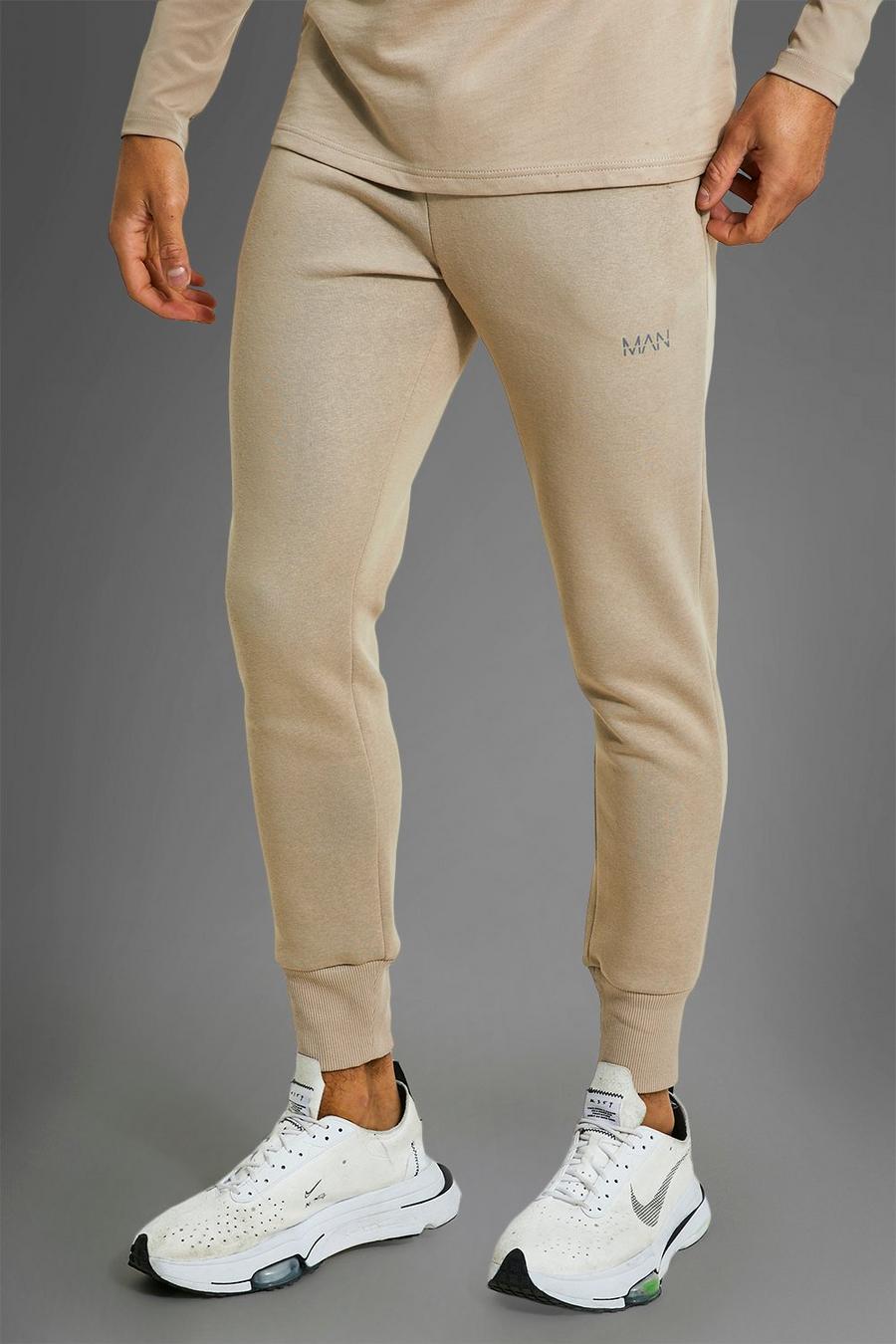 Pantalón deportivo MAN Active deportivo de canalé con cremallera en los bolsillos, Beige image number 1