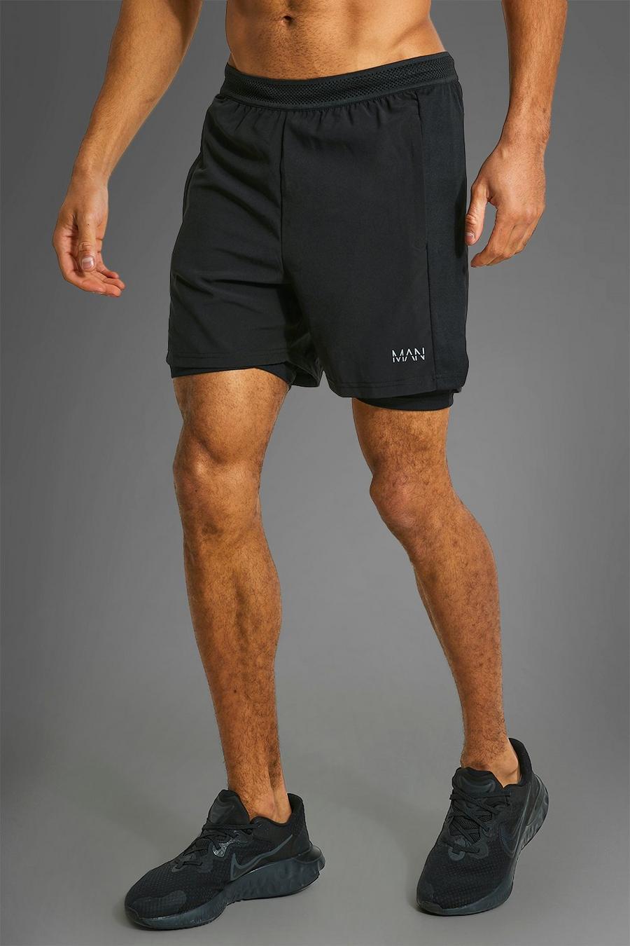 Pantalón corto MAN Active deportivo resistente 2 en 1, Black negro image number 1