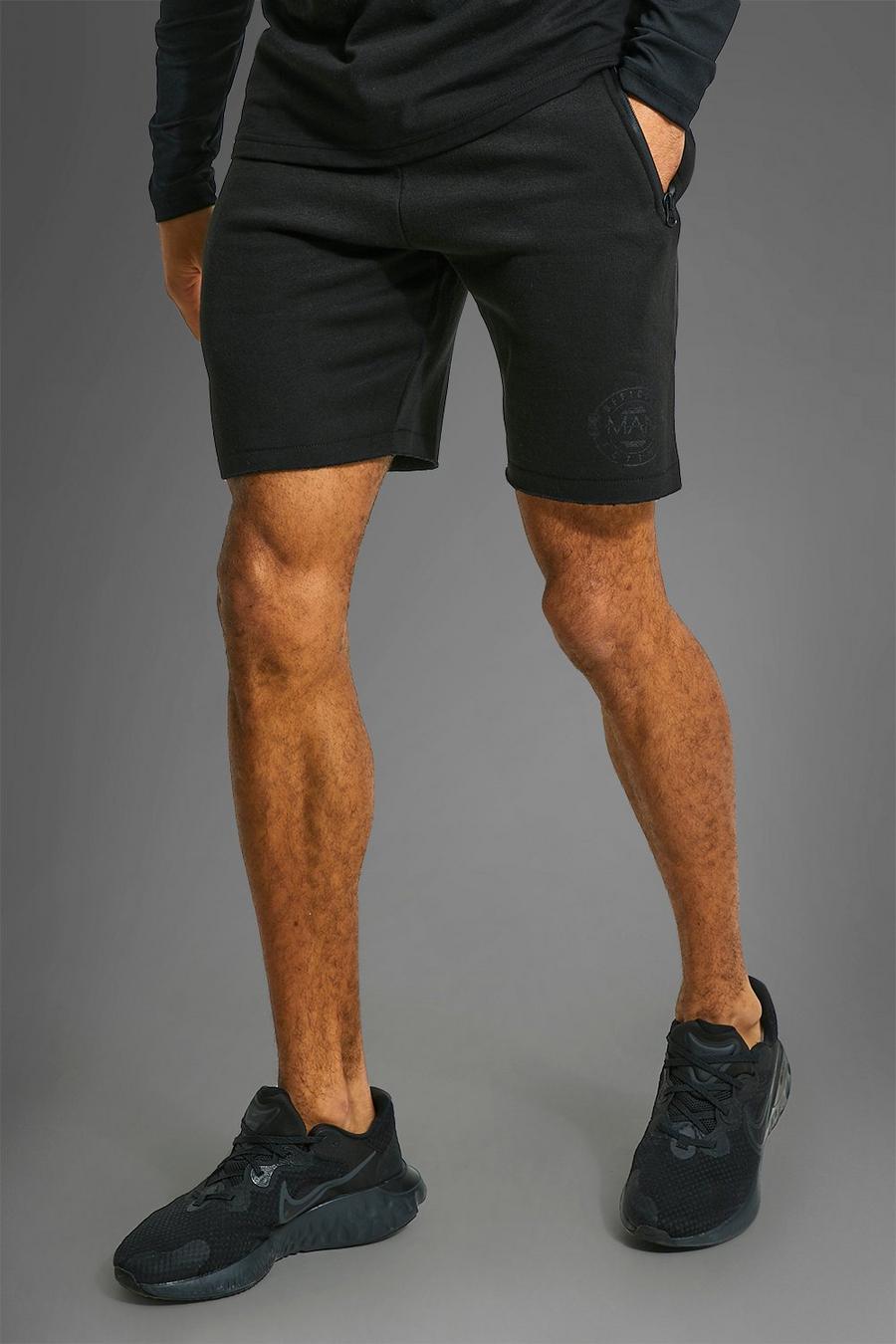 Pantaloncini Man Active Gym comodi con fondo grezzo, Black image number 1