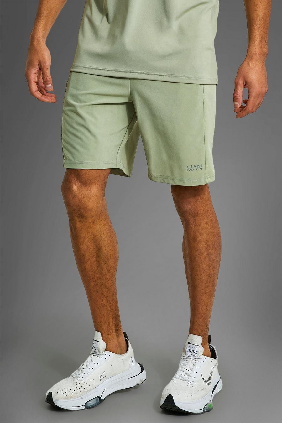 Man Active Performance Shorts mit Reißverschluss-Taschen, Olive green image number 1