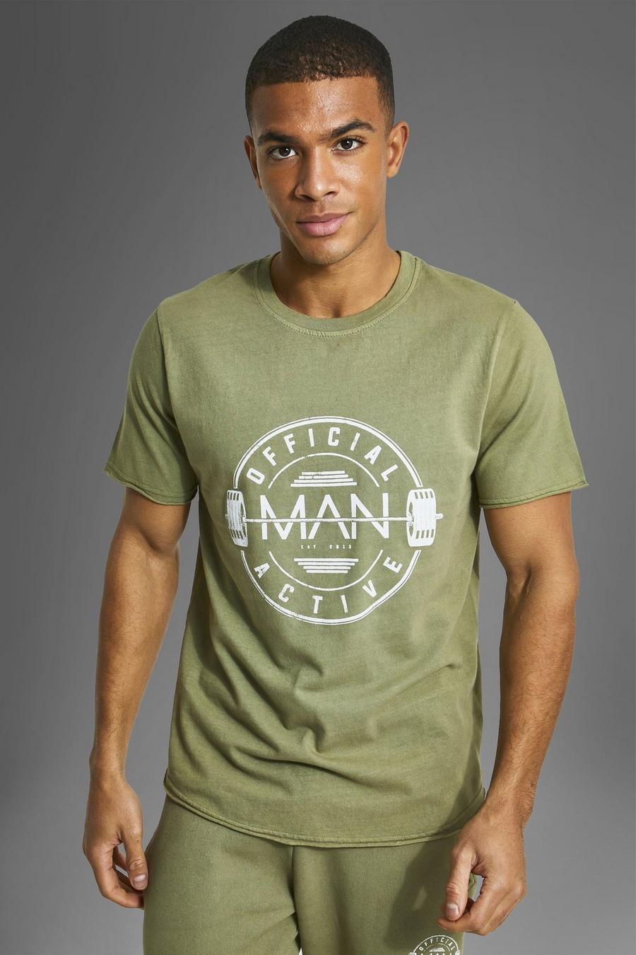 Man Active Gym Logo T-Shirt, Olive vert image number 1