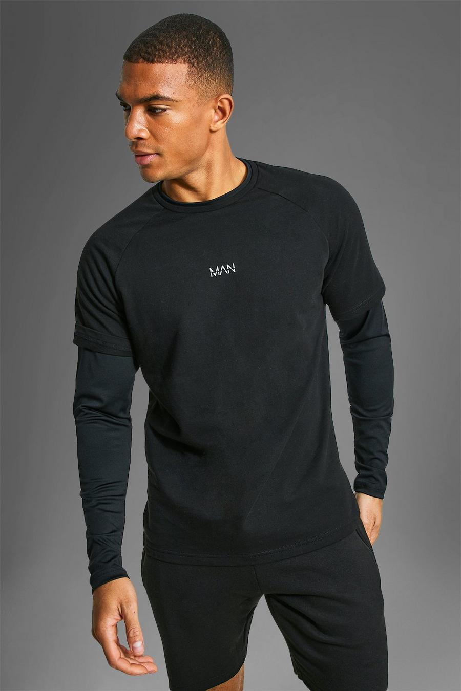 Man Active Performance 2-in-1 T-Shirt, Black image number 1