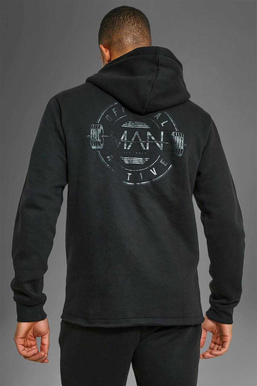 Man Active Gym Raw Official Hoodie mit Logo, Black image number 1