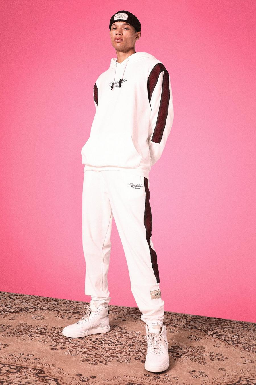 Ecru Tall Man Official Velour Oversized Tracksuit image number 1