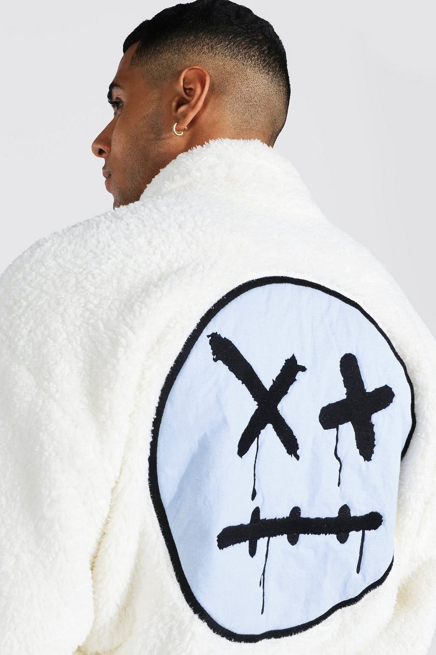 Ecru white Trippy Fleece Dressing Gown image number 1