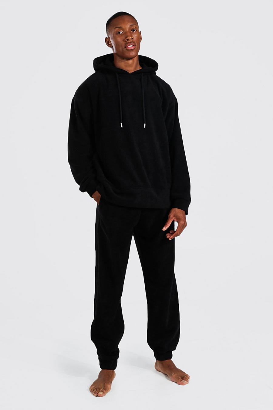 Loungewear-Set aus Fleece, Black schwarz image number 1