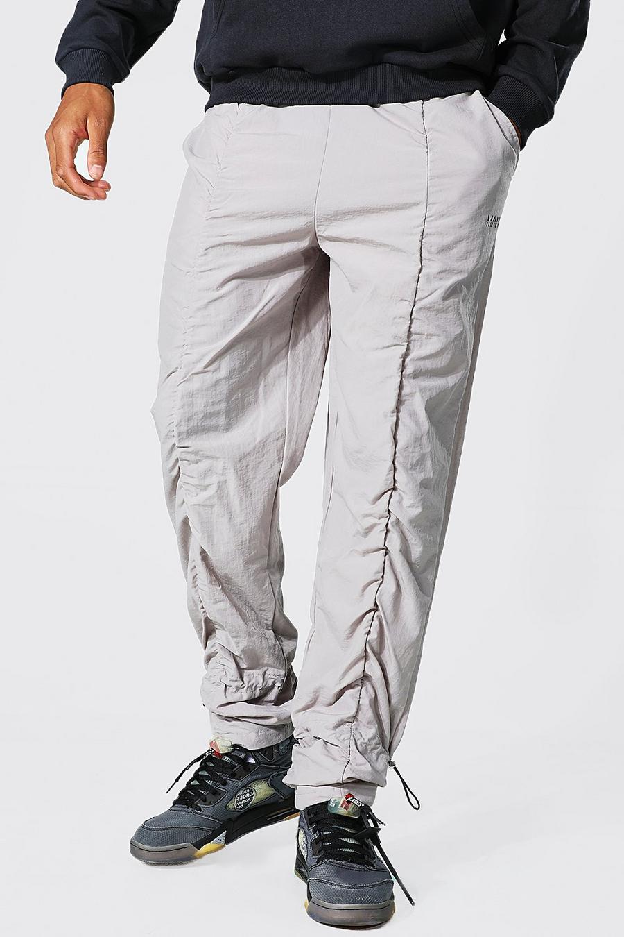 Grey Tall Man Straight Leg Ruched Shell Pants image number 1