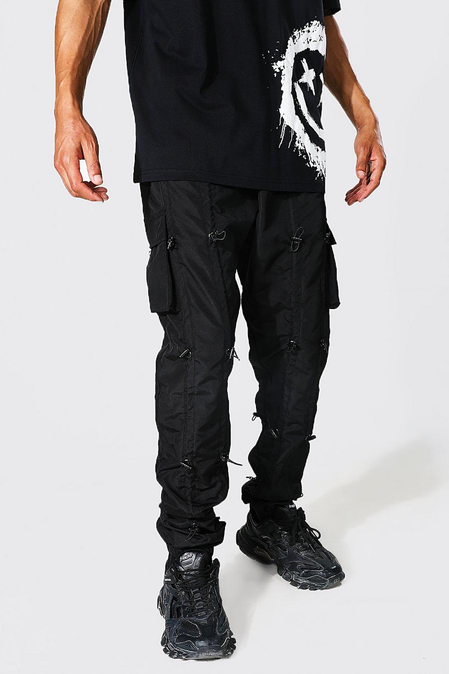 Black Tall Loose Fit All Over Toggle Cargo Trouser image number 1