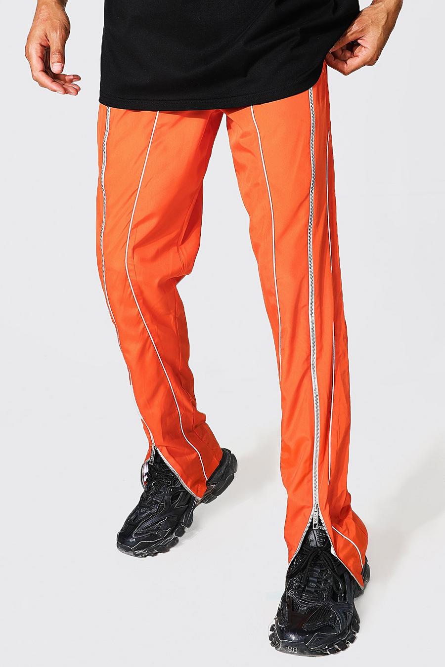Pantalones Tall de shell con paneles y cremalleras, Orange image number 1