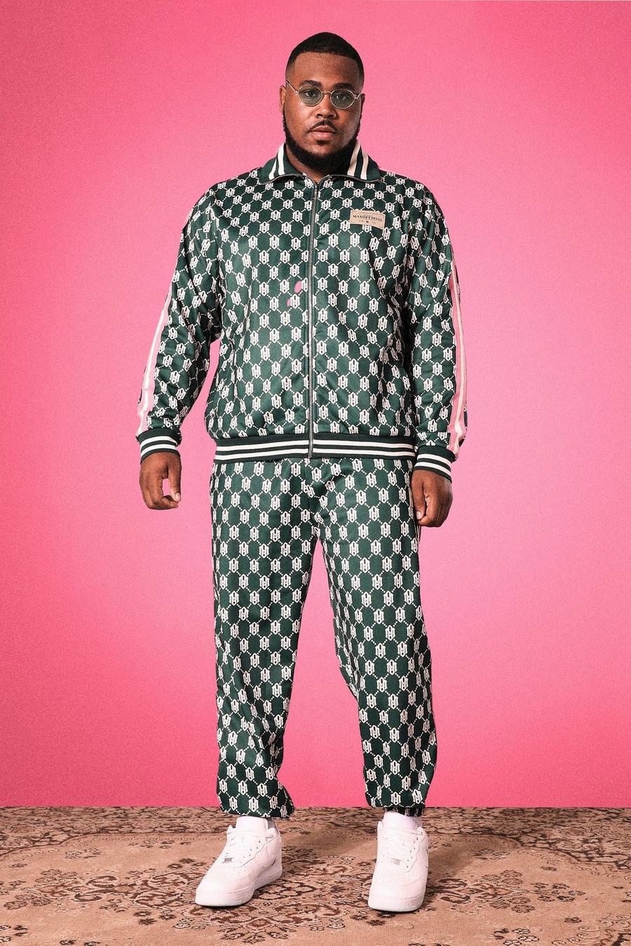 Forest vert Plus Tricot Funnel Neck Print Tracksuit image number 1