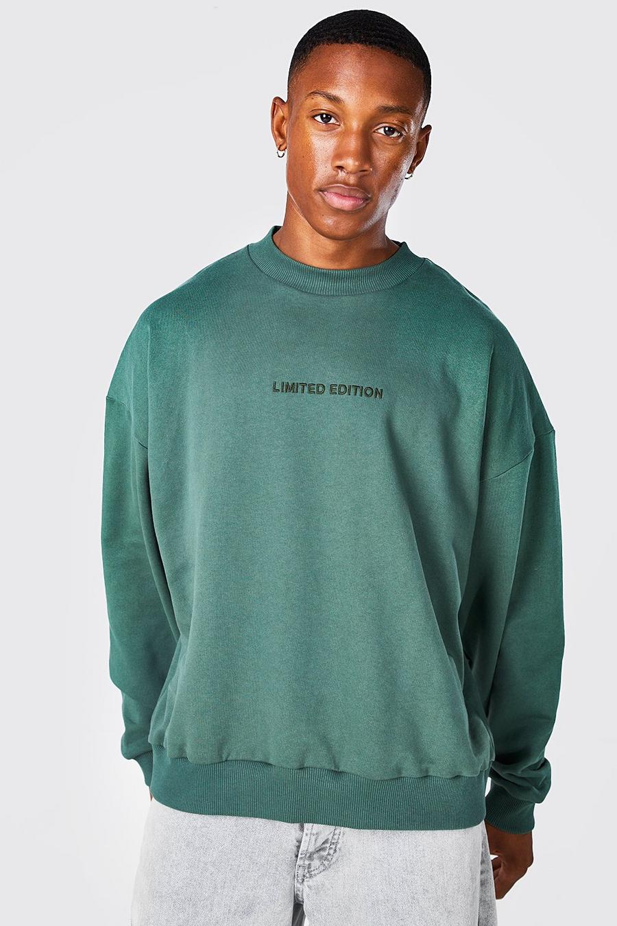 Khaki Sweatshirt i tjockt tyg med hög halsmudd image number 1
