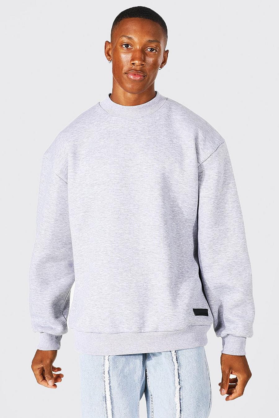 Grey marl grå Oversize sweatshirt med hög halsmudd image number 1