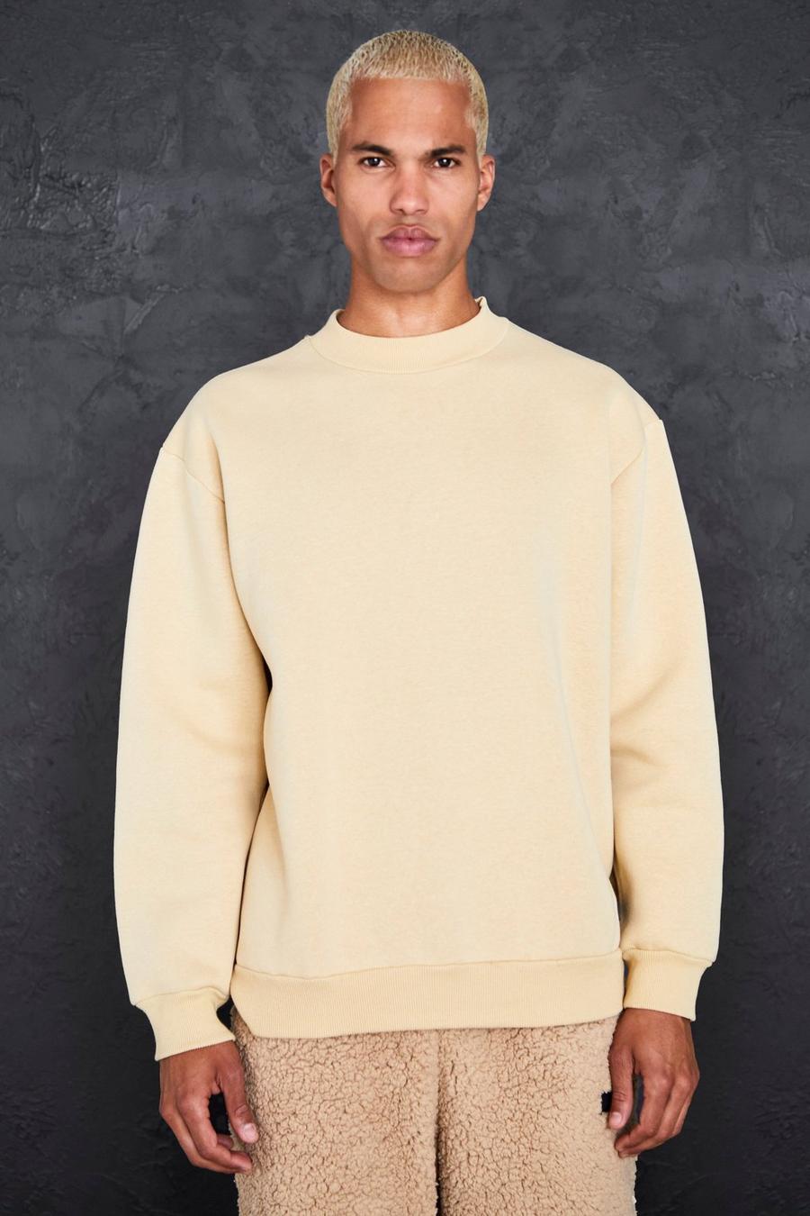 Sand Oversize sweatshirt med hög halsmudd image number 1