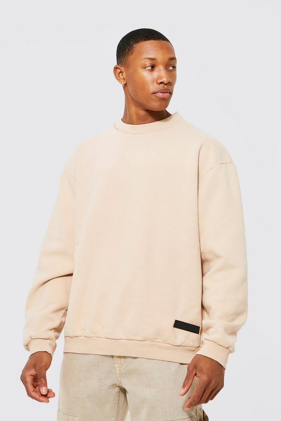 Oversize Sweatshirt mit Acid-Waschung, Taupe beige image number 1