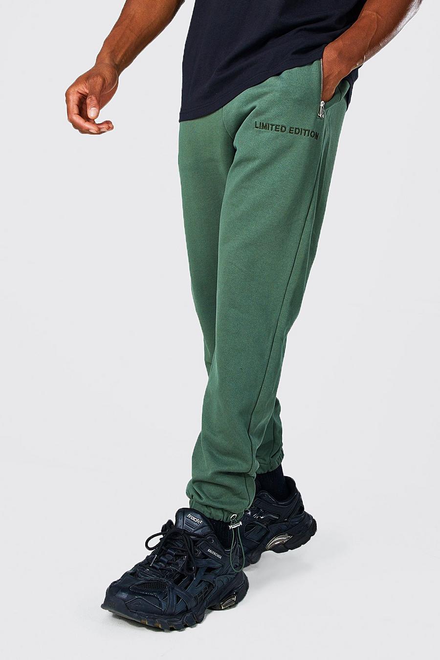 Khaki Joggers i tjockt tyg med avsmalnande ben image number 1