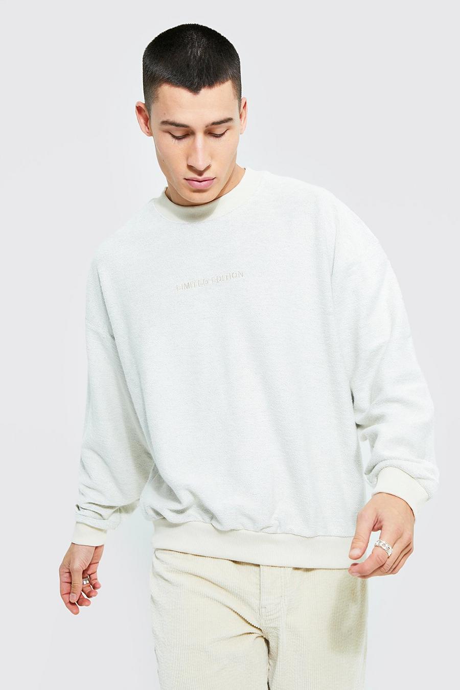 Ecru white Sweatshirt i tjockt tyg med hög halsmudd image number 1